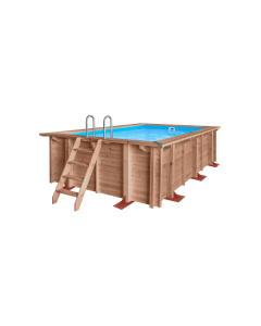 Piscine hors-sol bois Amber Charm 5,02 x 3,22 m avec liner et échelles incluses