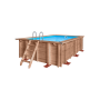 Piscine hors-sol bois Amber Charm 5,02 x 3,22 m avec liner et échelles incluses
