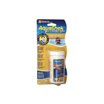 AquaChek 7 tests bandelettes   (Chlore x2, pH, brome, alcalinité, dureté TH, stabilisant).