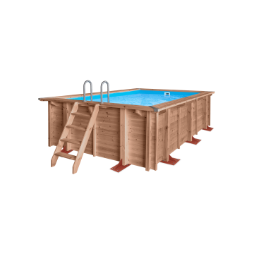Piscine hors-sol bois Amber Charm 5,02 x 3,22 m avec liner et échelles incluses