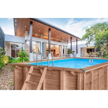 Piscine Hors-Sol Bois Seashell Hapiness 4,13 m x 3,22 m x 1,22 m